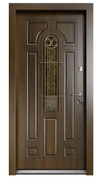 Usa metalica exterior casa PREMIUM LUCIA , placata cu lemn 7 straturi la exterior , stejar bronz , izolatie termica 0.7 w mpK , izolatie fonica 45 dB , rezistenta sporita la soare si apa ,980x2050 , sisteme inchidere Securreme Italia - imagine 5
