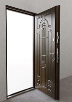Usa metalica exterior casa PREMIUM LUCIA , placata cu lemn 7 straturi la exterior , stejar bronz , izolatie termica 0.7 w mpK , izolatie fonica 45 dB , rezistenta sporita la soare si apa ,980x2050 , sisteme inchidere Securreme Italia - imagine 7