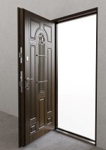 Usa metalica exterior casa PREMIUM LUCIA , placata cu lemn 7 straturi la exterior , stejar bronz , izolatie termica 0.7 w mpK , izolatie fonica 45 dB , rezistenta sporita la soare si apa ,980x2050 , sisteme inchidere Securreme Italia - imagine 3