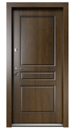 Usa metalica exterior casa PREMIUM PROVENCE , placata cu lemn 7 straturi la exterior , stejar bronz , izolatie termica 0.7 w mpK , izolatie fonica 45 dB , rezistenta sporita la soare si apa ,980x2050 , sisteme inchidere Securreme Italia
