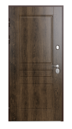 Usa metalica exterior casa PREMIUM PROVENCE , placata cu lemn 7 straturi la exterior , stejar bronz , izolatie termica 0.7 w mpK , izolatie fonica 45 dB , rezistenta sporita la soare si apa ,980x2050 , sisteme inchidere Securreme Italia - imagine 2