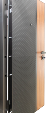 Usa metalica intrare in apartament blindata Corfu ,echipata broasca Securreme , clasa 5 antiefractie , izolatie fonica 42 decibeli , culoare negru /nuc , 860x2050 mm , 110 kg , deschidere - imagine 8