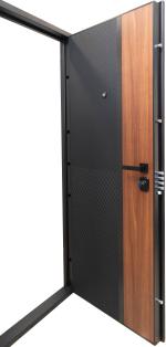 Usa metalica intrare in apartament blindata Corfu ,echipata broasca Securreme , clasa 5 antiefractie , izolatie fonica 42 decibeli , culoare negru /nuc , 860x2050 mm , 110 kg , deschidere - imagine 4