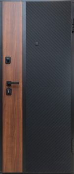 Usa metalica intrare in apartament blindata Corfu ,echipata broasca Securreme , clasa 5 antiefractie , izolatie fonica 42 decibeli , culoare negru /nuc , 860x2050 mm , 110 kg , deschidere - imagine 2